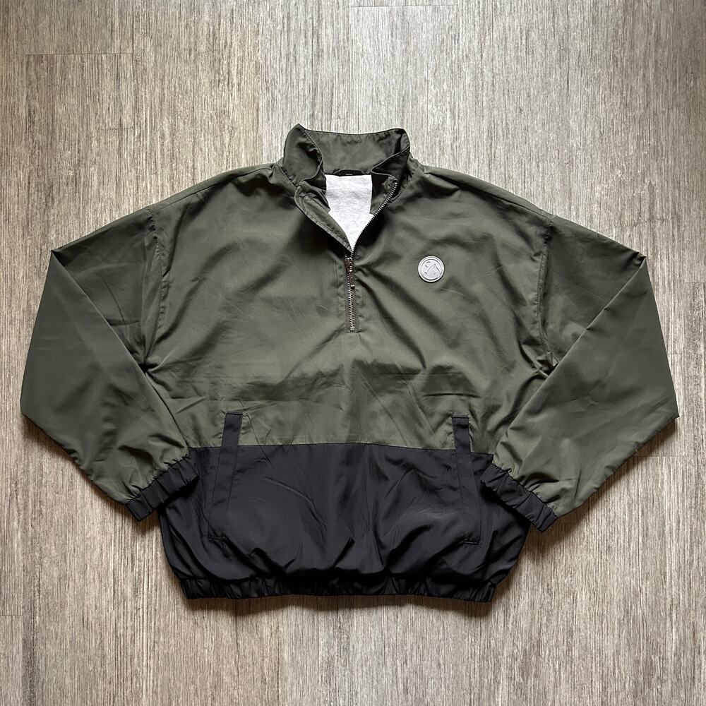 ZYIA Army Green/Black Lined Quarter-Zip Pullover Windbreaker Jacket Size Small